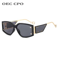 oec cpo vintage square sunglasses women new fashion small frames rivet sunglasses men shades goggle eyeglasses female uv400