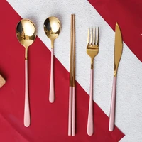 spklifey cutlery set gold spoon stainless steel gold cutlery forks spoons knives cutlery tableware spoon and fork set