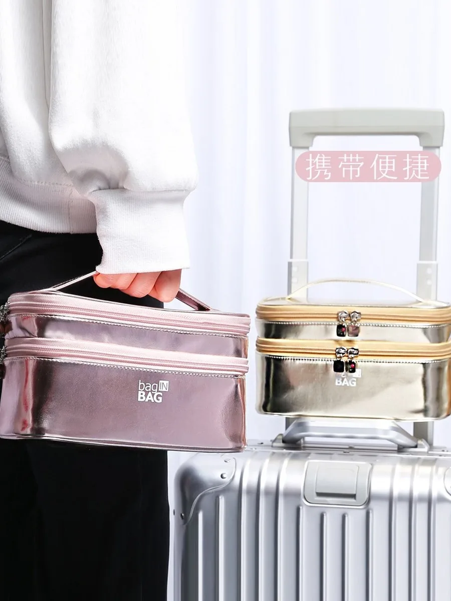 Портативный Женский чехол для макияжа косметичка коробка с органайзером