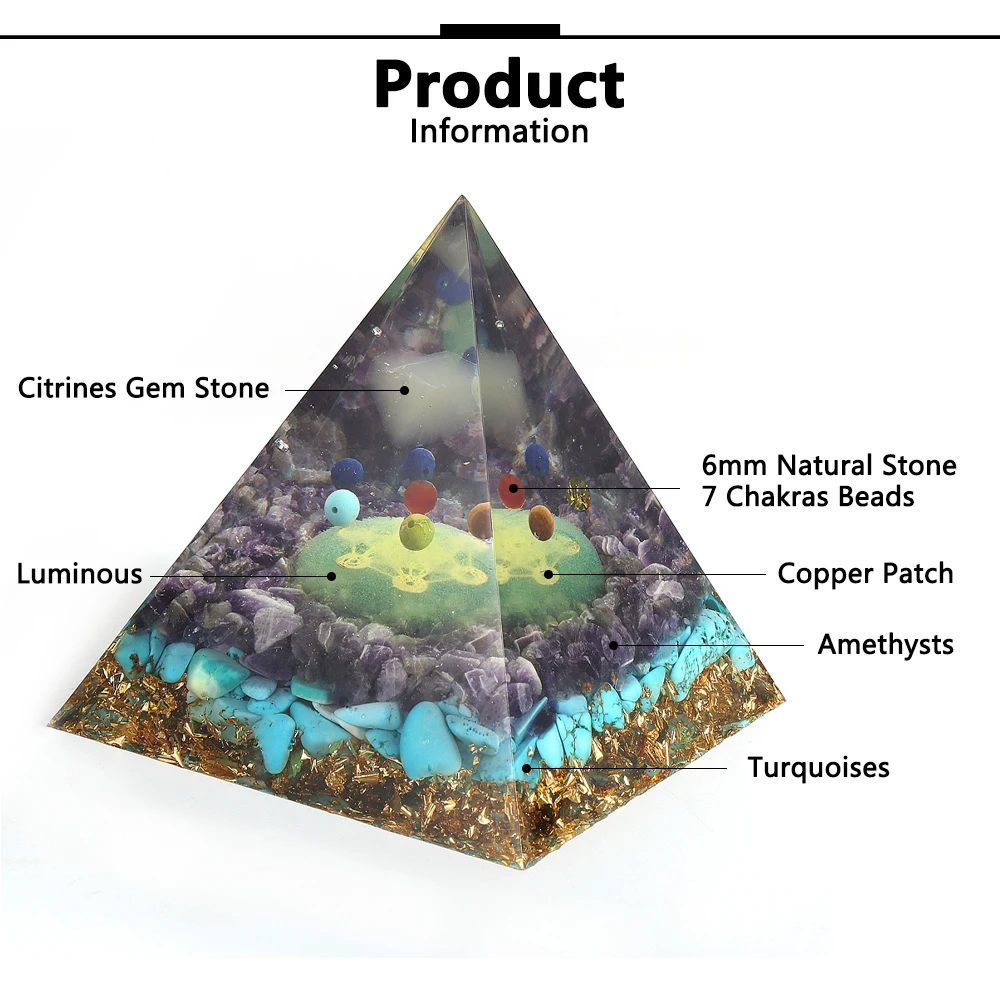 

Natural Citrines Gem Stone Orgonite Pyramids 7 Chakras Luminous Orgone Home Decora Gathering Fortune Energy Generator Pyramid