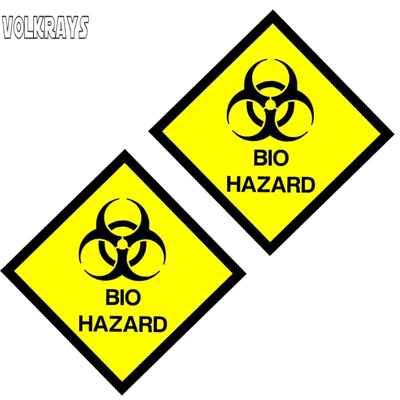 Смешная Автомобильная наклейка Volkrays 2 шт. знак биоопасности предупреждающий