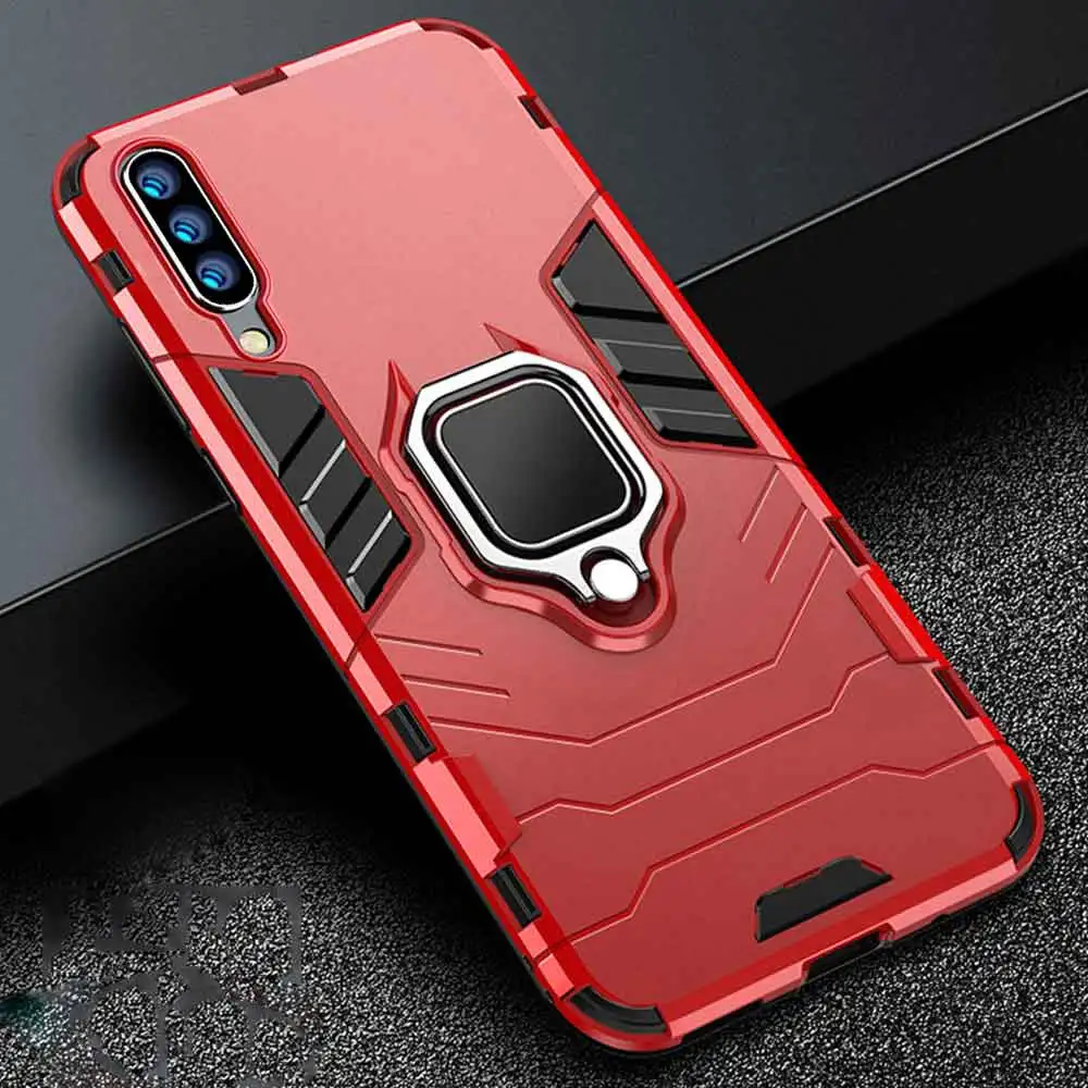Чехол для samsung Galaxy A70, защитный чехол из поликарбоната, ТПУ, ободок, кольцо, держатель, чехол для телефона, на samsung A50 A 70, чехол, противоударный бампер - Цвет: Красный