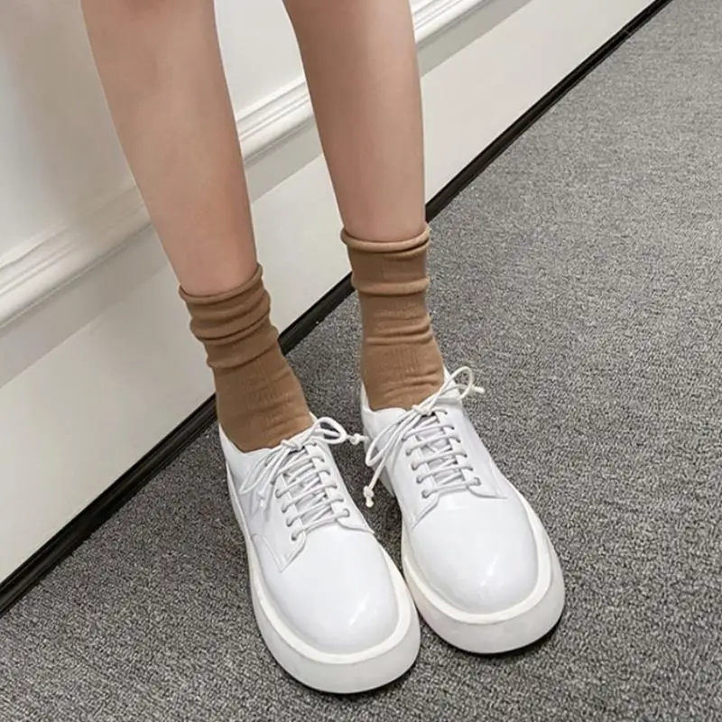 

RIZABINA New Women Pumps Lace Up Patent Real Leather Shoes Women Fashion Cool Daily Vacation Shoes Women Size 34-40