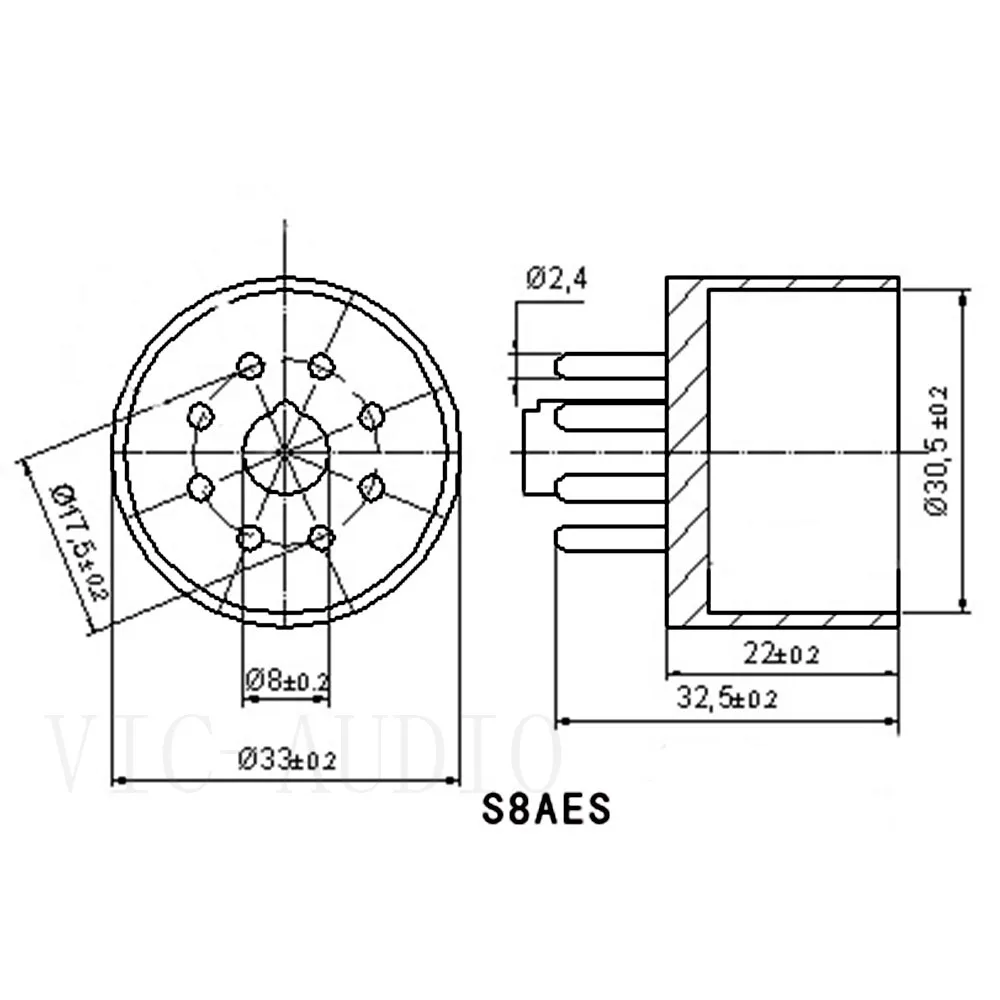 10 шт. 8 контактов бакелитовая трубка гнездо S8AES база для KT88 6550 EL34 GZ34 вакуумный