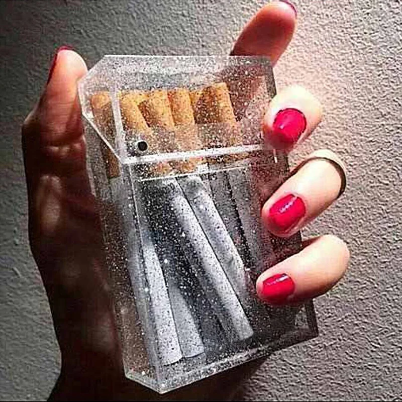 

pocket Box glitter Transparent cigarette case card organizer Cigarette boxes card holder