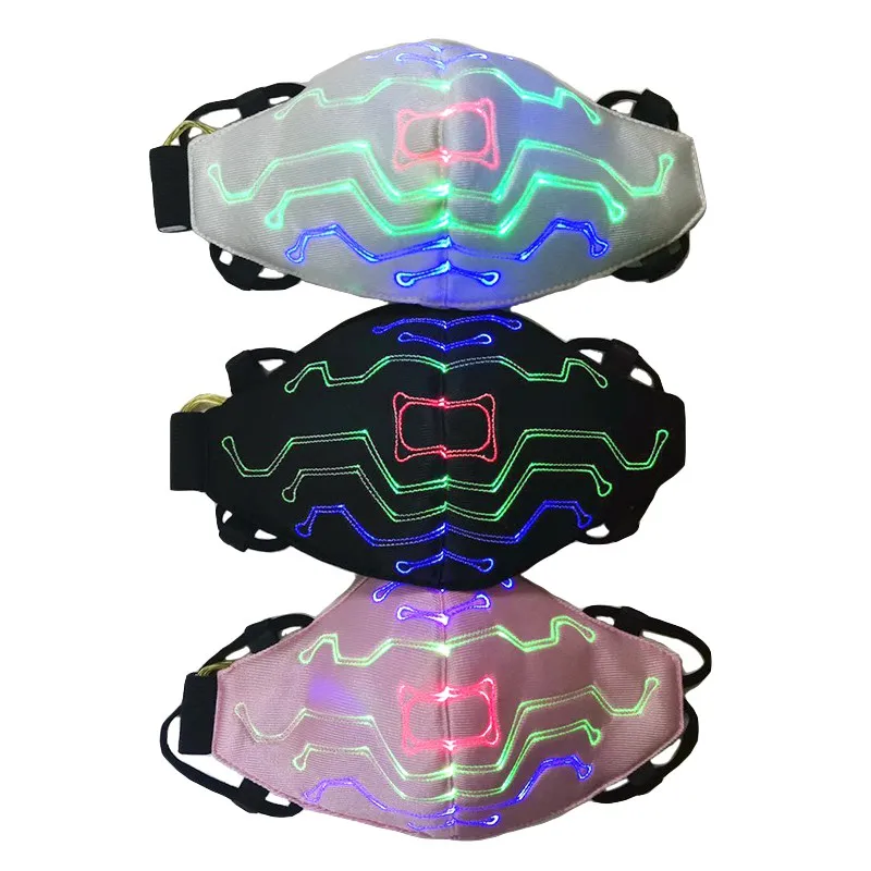 

7 Colors LED-Mask Fiber Optic Fabric Well Masks Personality Imputable Dustproof Glitter KTV Party Accessories Dropshipping