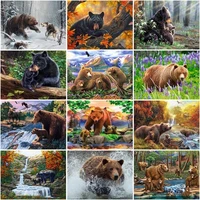 chenistory pictures by number 4050 frame kits home decor oil painting by number animals bear drawing on canvas handpainted art