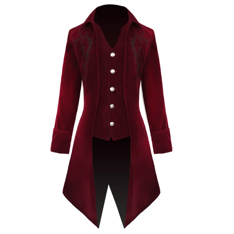 2019 Мужские Винтажные фрак Готический стимпанк Тренч мужской ретро наряд пальто