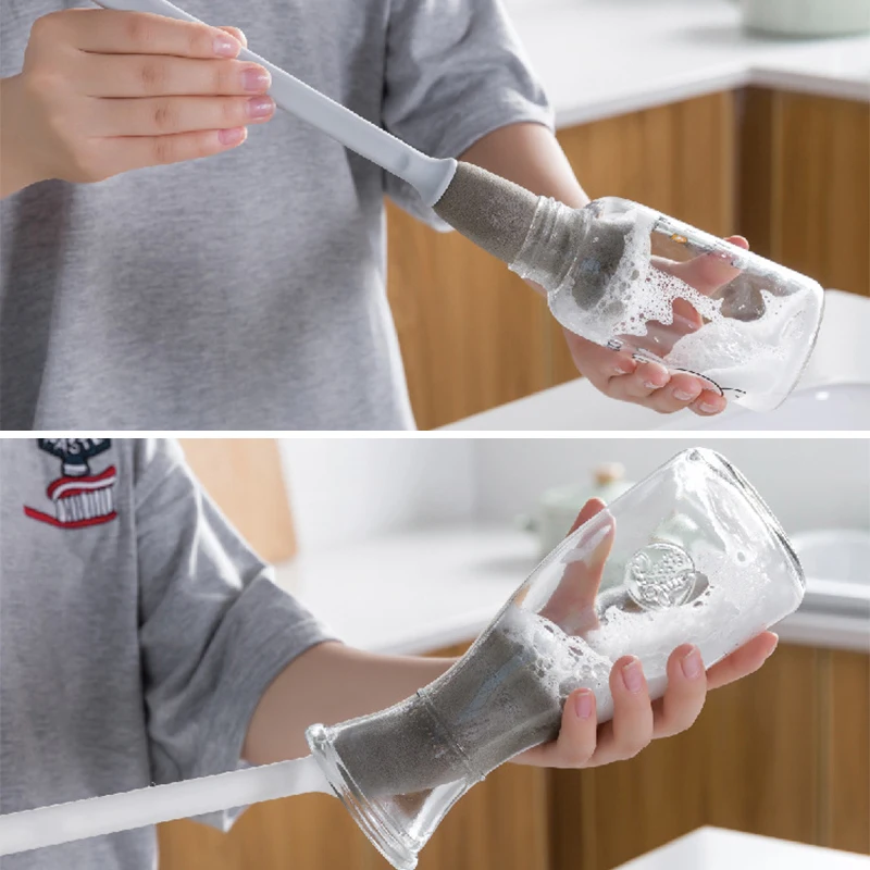 Новая Губка удобная щетка с длинной ручкой стеклянная бутылка чашки легко