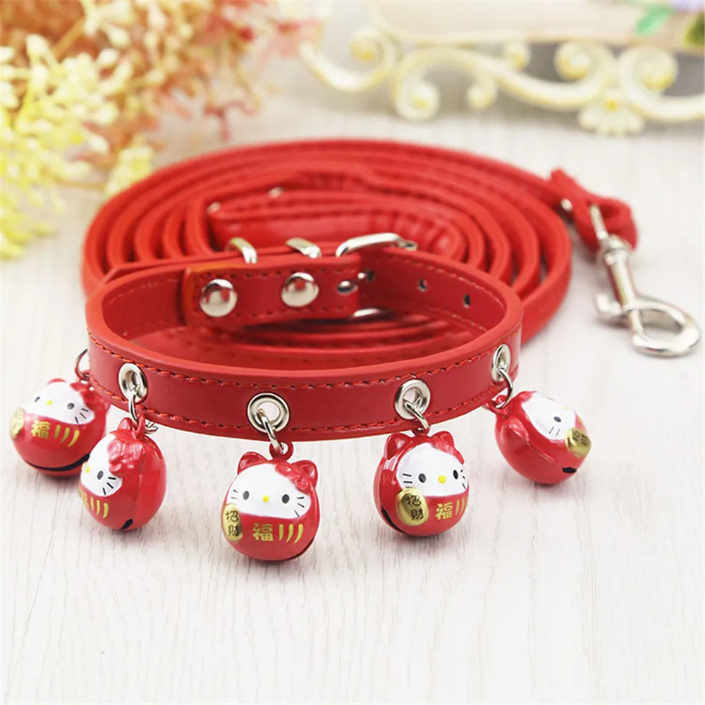 Cute Cats and Dogs Bells Dog Collars Bell Cat Collars Puppy Bells Cat Collars Leash for Small Dogs Teddy Chihuahua