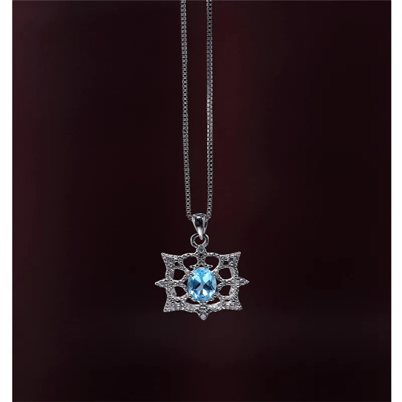 DAIMI небесно голубой топаз кулон женский натуральный S925 Серебряный цвет