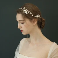 floralbride crystal rhinestone pearl ceramic flower wedding hair accessories hair vine bridal tiara headband women jewelry