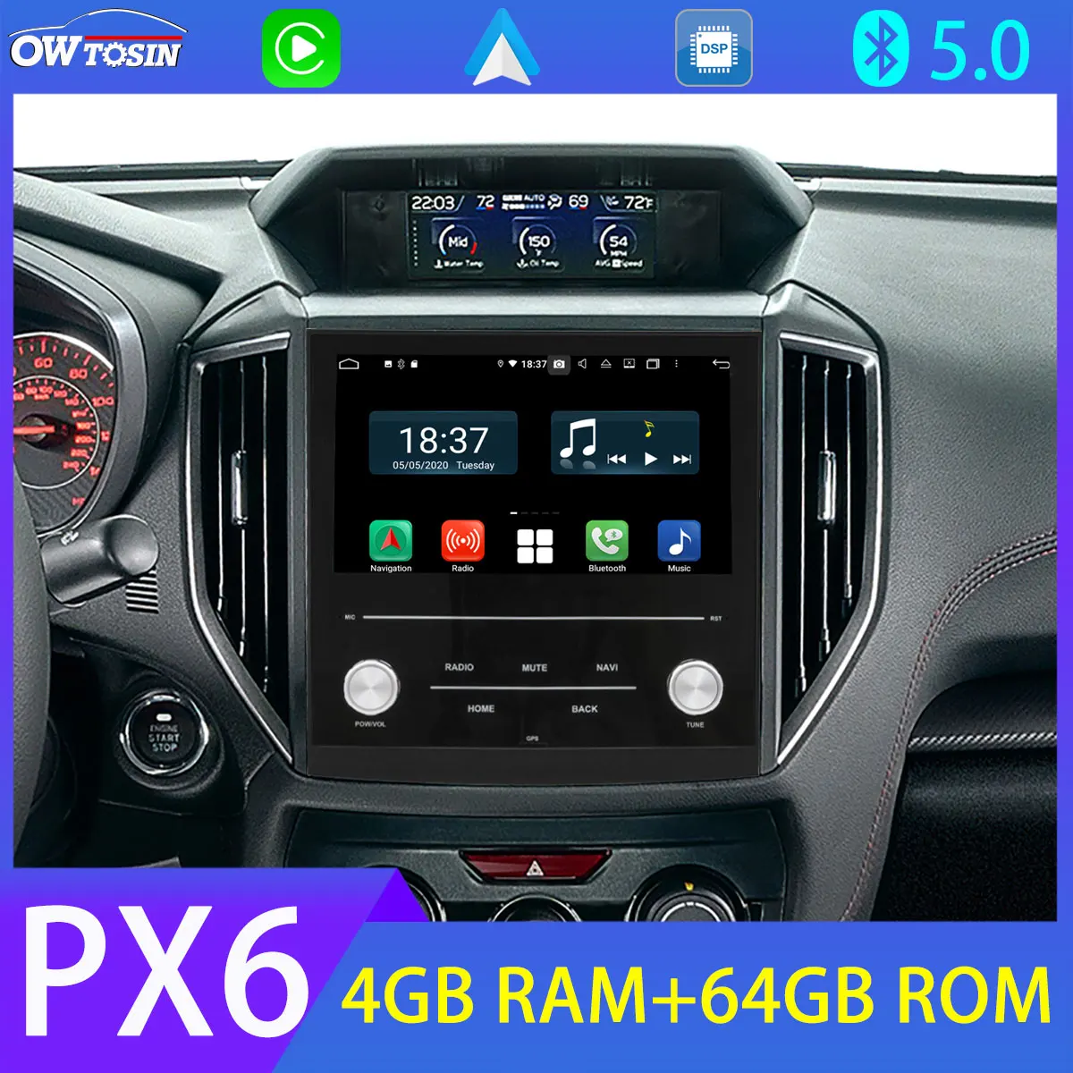Автомобильный DVD плеер PX6 мультимедийный 8 дюймов 4 + 64 ГБ с GPS 4G DAB Android для Subaru Impreza XV