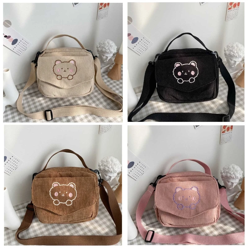 

Women Girls Corduroy Shoulder Crossbody Bag Lady Phone Pouch Satchel Purse