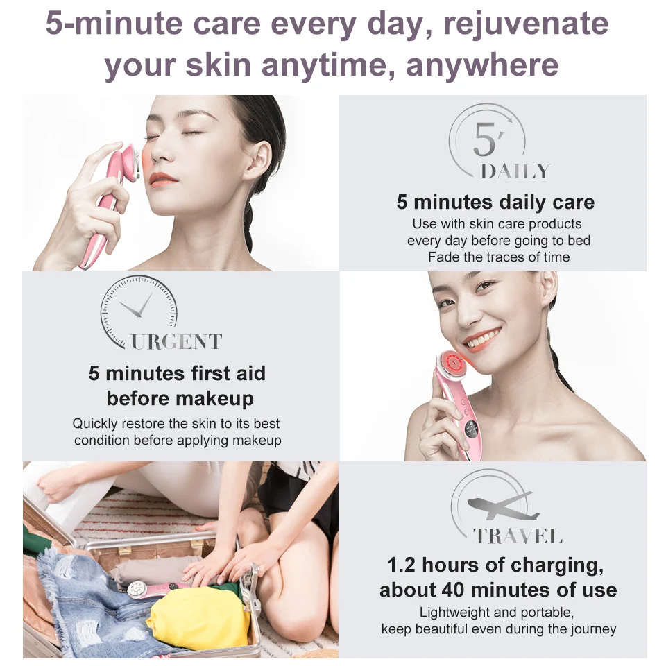 AmazeFan Beauty Device RF EMS Mesotherapy Electroporation Face Radio Frequency LED Photon Skin Rejuvenation Tightening |