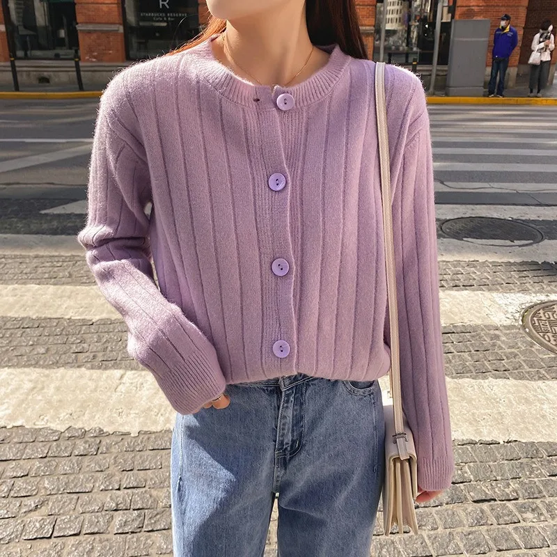 

Short Knitted Cardigan Women's Spring and Autumn Loose Knit Sweater Coat Korean Style Top Blusa De Frio Feminina