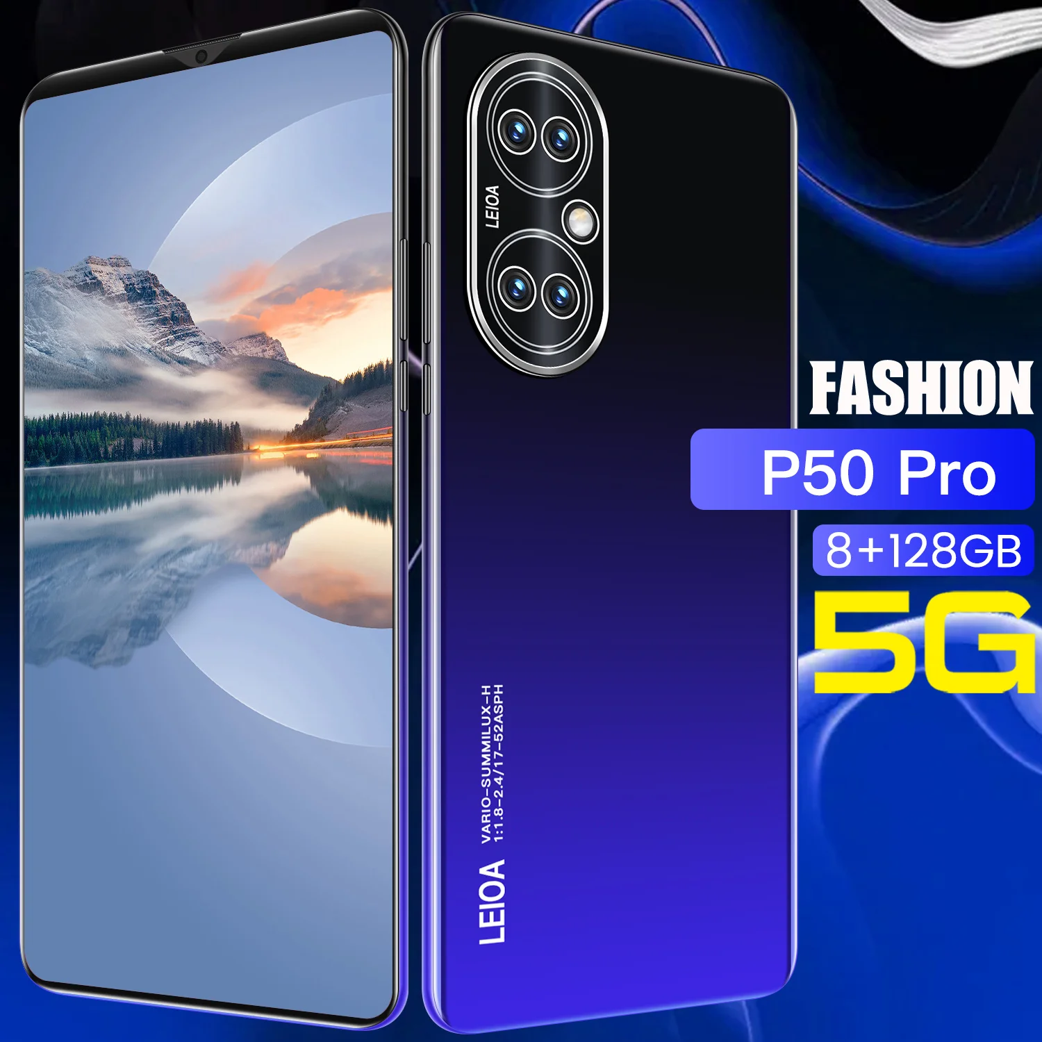 

New Arrival P50 Pro 8+128GB 24+48MP Andriod 10 Mobile Cell Phone MTK6595 Deca Core Dual SIM+Micro SD Face ID 5000mAh Smartphones