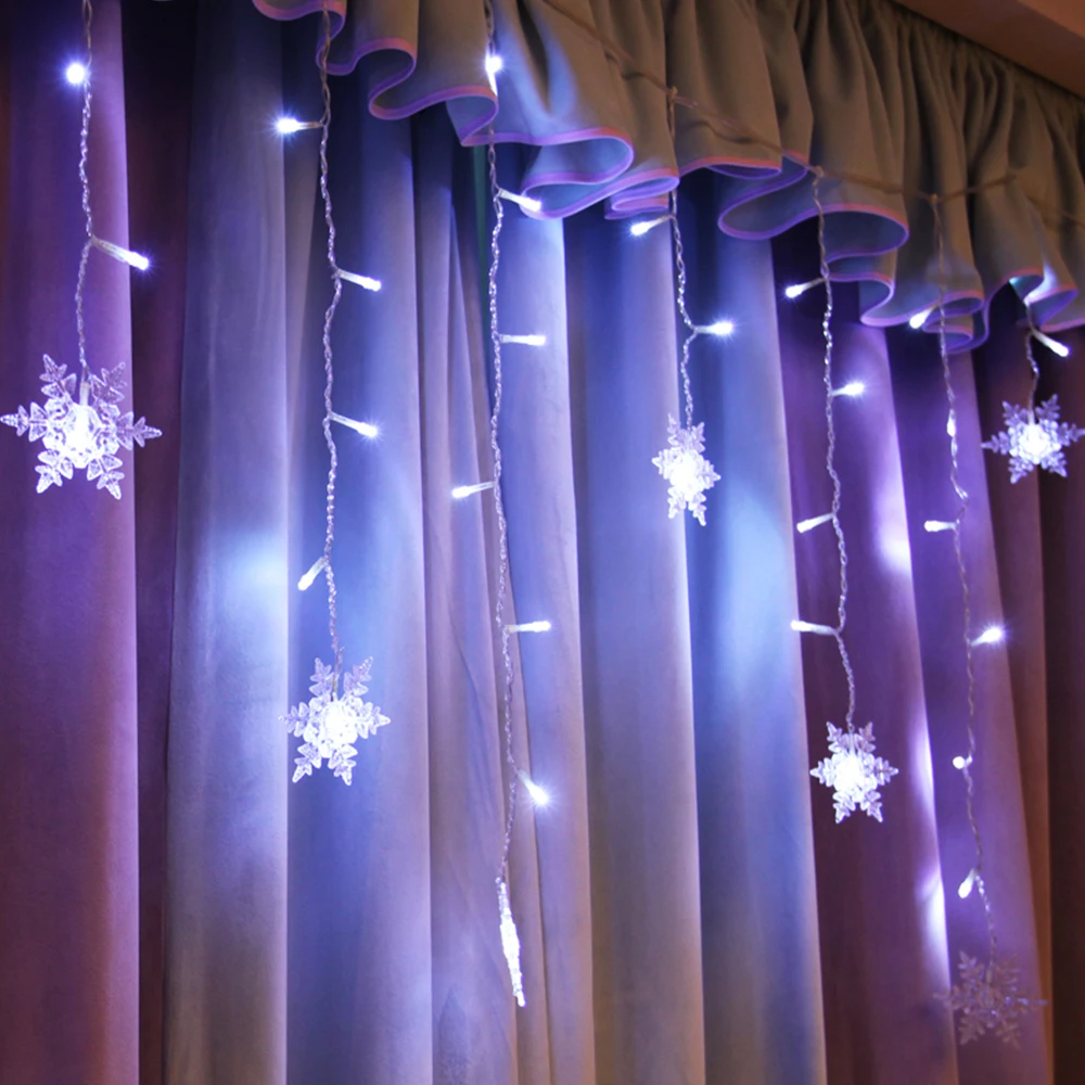 USB Snowflake LED Strip Light Curtain Fairy Lamp Party Christmas Wedding New Year Decoration 4 Colors 1.5x0.5m 2.5x0.5m 3x1m
