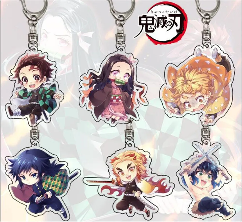 Аниме Demon Slayer Kimetsu no Yaiba брелок Kamado Tanjirou Nezuko Tomioka Giyuu акриловая цепочка для ключей