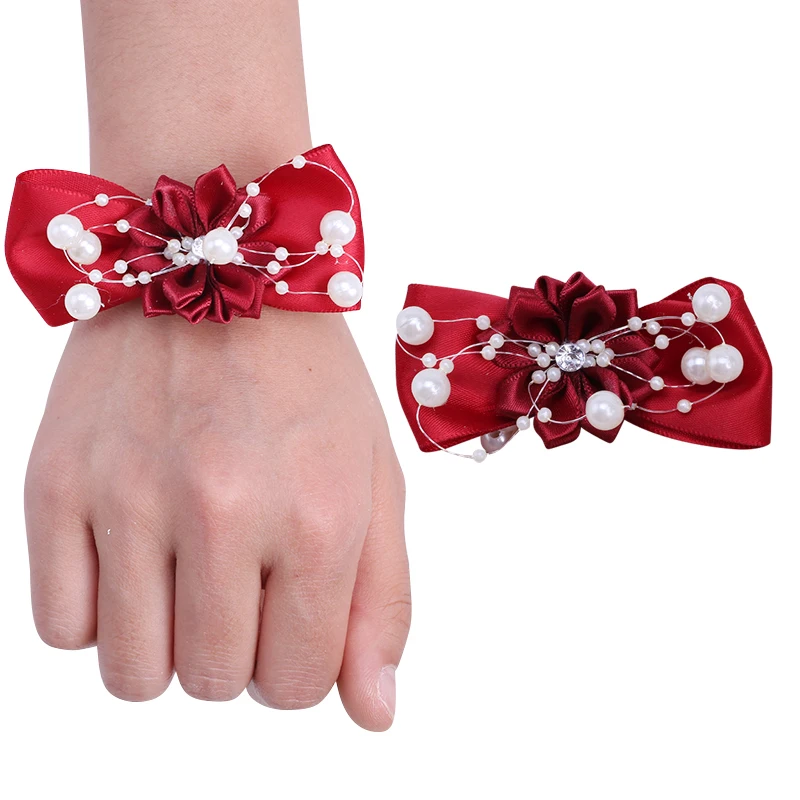 Рекламные невеста запястье цветок серьги с камушком в виде бантиков имитация