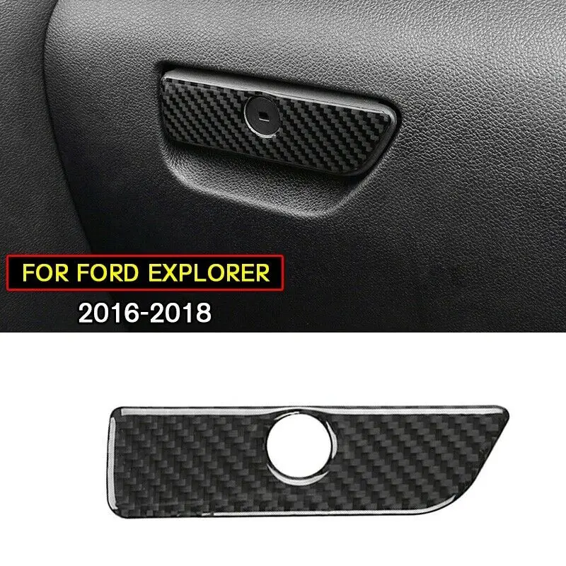 

pcmos New Carbon Fiber Style Storage Box Handle Cover Trim Fits Ford Explorer 2016-2018 Interior Mouldings Sticker Accessories