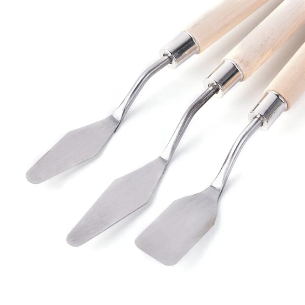 3Pcs/Set Painting Palette Knife Spatula Mixing Paint Stainless Steel Art knife Art Supplies Utility Tool Dropshipping stainless steel makeup palette tray mixing rod spatula set for nail art supply school supplies oil painting watercolor paint