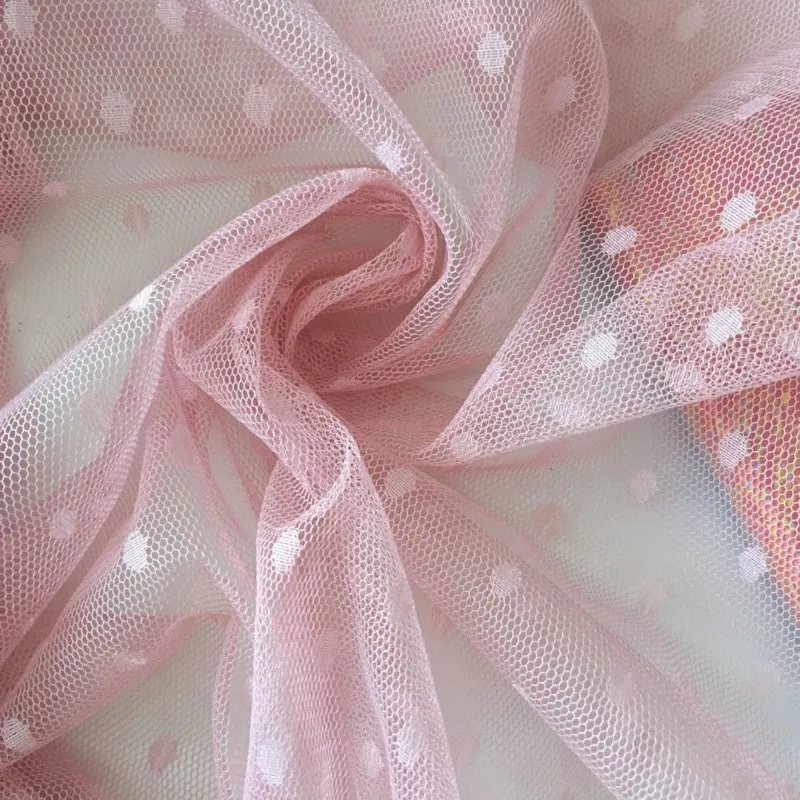 Сетка из полиэстера в горошек для платья фотография прозрачная сетка Tussu белый