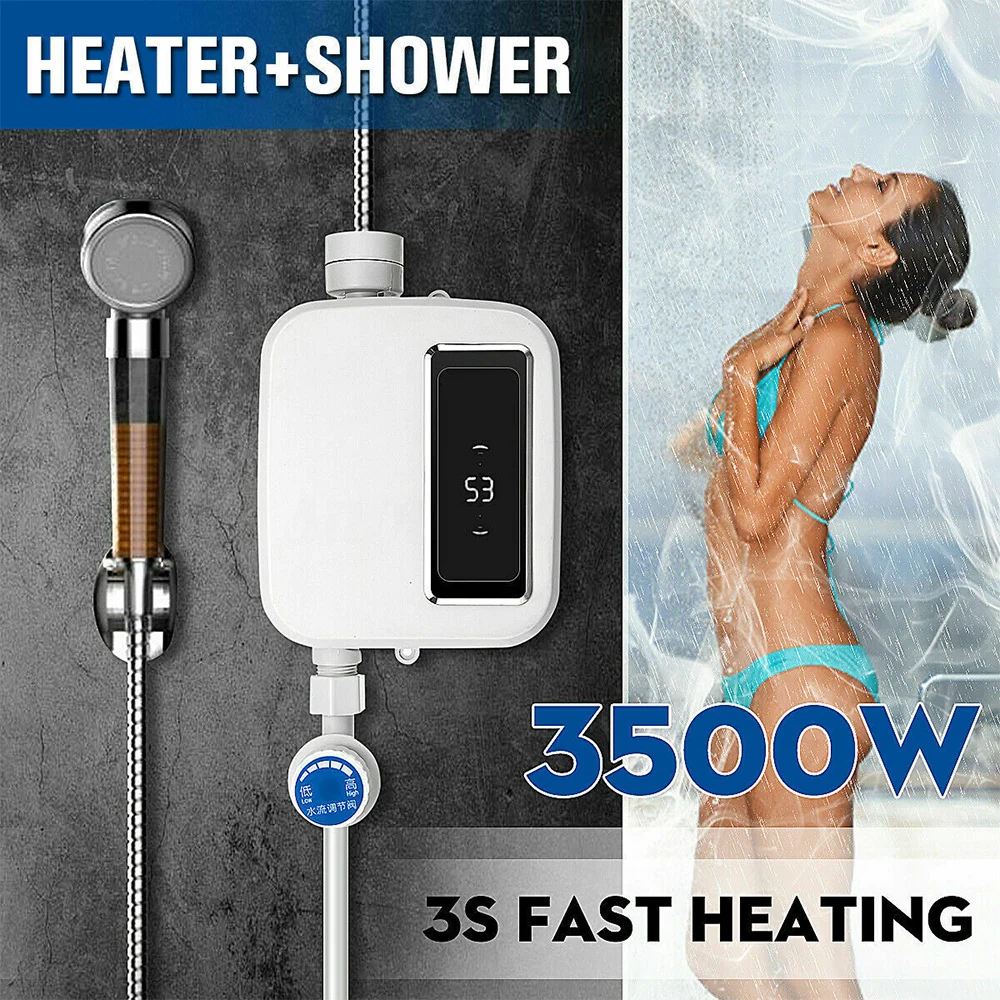 3500W Instant Tankless Electric Water Heater Home Intelligent Constant Temperature LCD Digital Display Bathroom Water Heaters