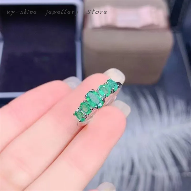 

Украшения женские из серебра 925 пробы, кольцо с натуральным изумрудом пробы, простые и модные