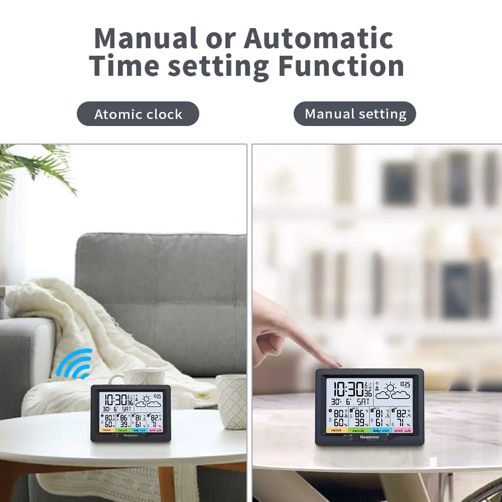 newentor q5 professional weather station indoor outdoor digital forecast hygrometer humidity temperature display 3 sensor auto free global shipping
