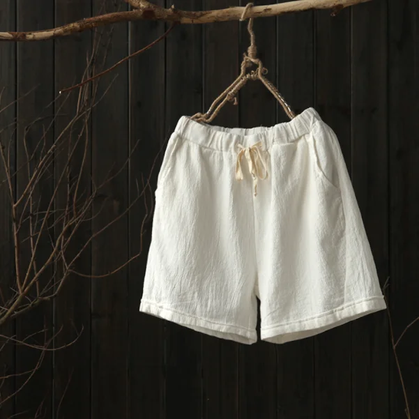 Летние шорты для женщин хлопковые льняные женские брюки эластичные домашние