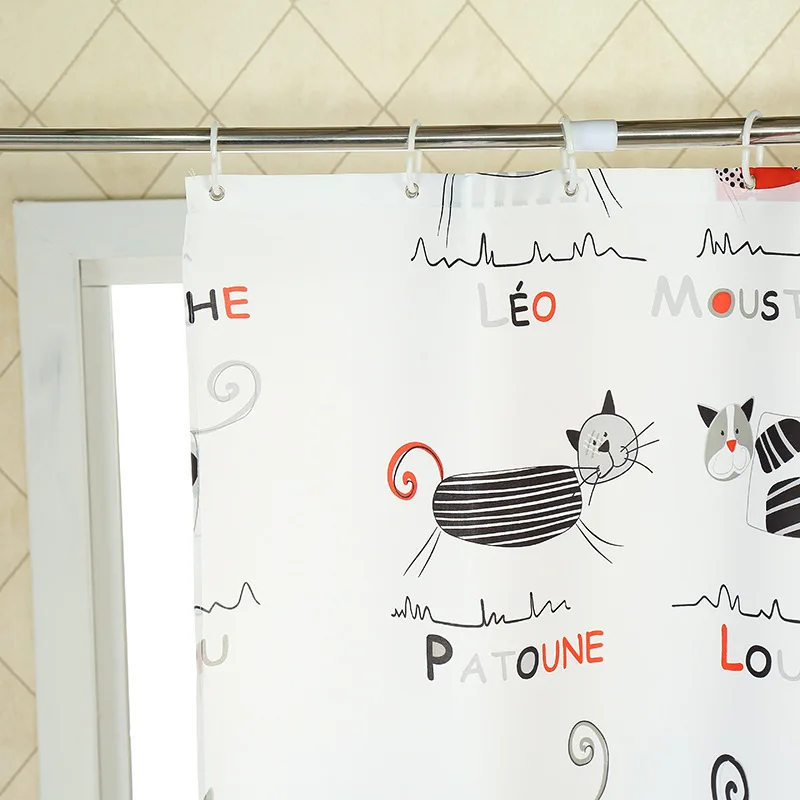 LeRadore уплотненная занавеска для душа с мультяшным маленьким котом полиэфирная