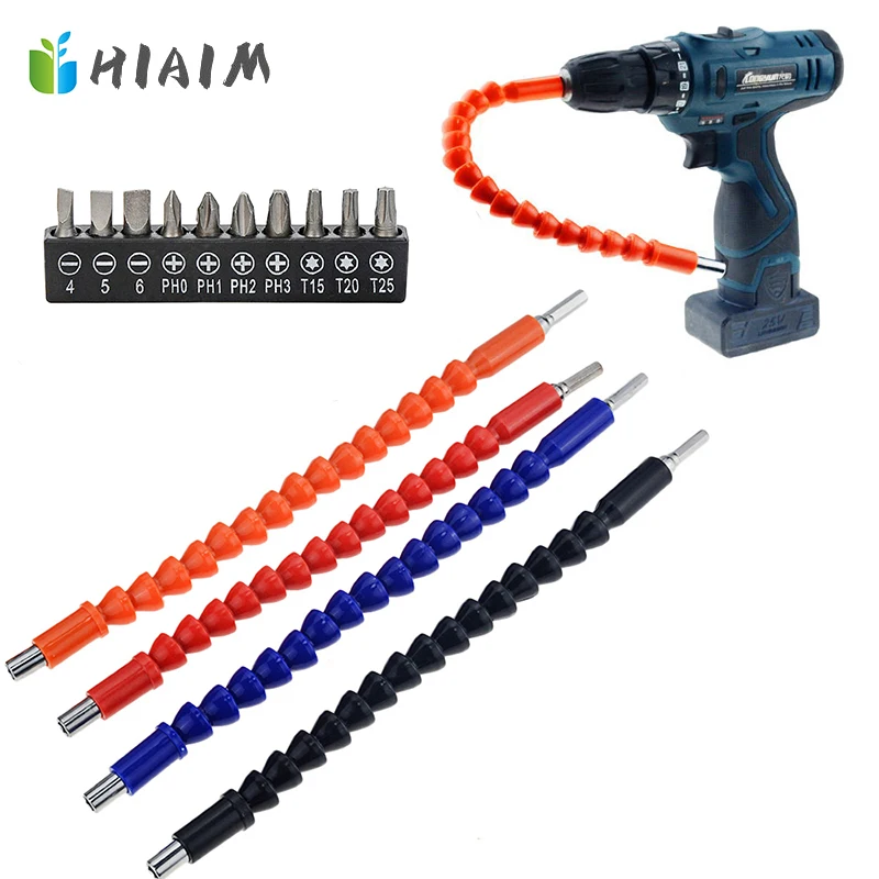 

2pcs 295mm Flexible Shaft Tool Electronics Drill Screwdriver Bit Holder Connect Link 4-T25 Hex Shank Extension Rod Snake Bit Set