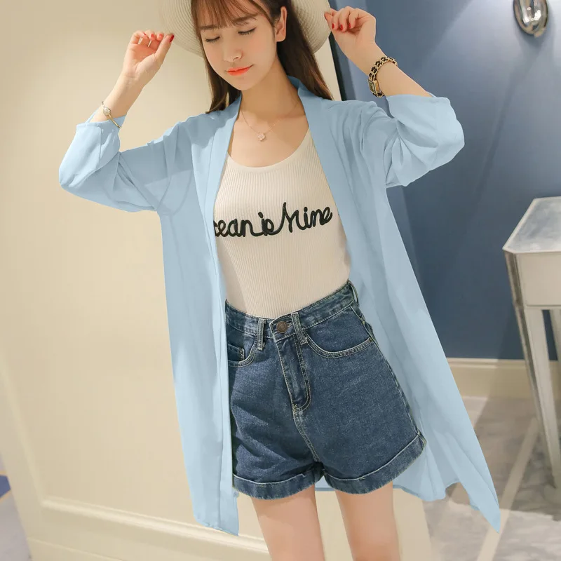 

Summer 2021 Women Multiple Colors Sun Protection Clothing Loose All-Match Sun-Proof Shirt Thin Cardigan Coat Long Sleeve Tops