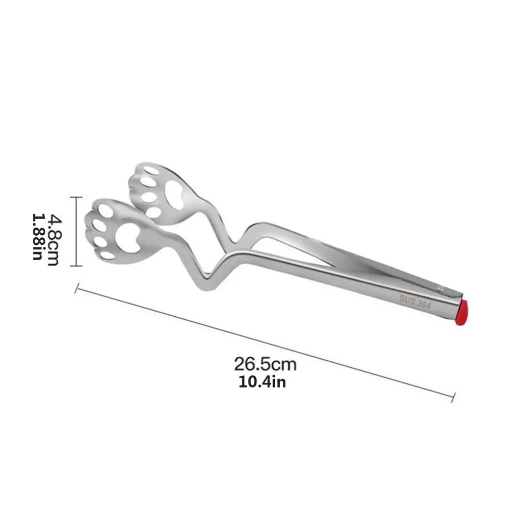 

1PC Portable Stainless Steel Food Clamp Restaurant Hotel Cute Cat Paw Anti-scalding Bread Meat Clamp Non-Slip Gripper BBQ tools