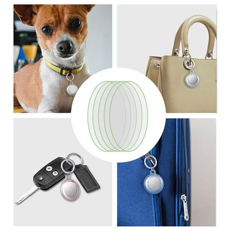 

Protective Cover Set For Airtag/Airtags Locator Tracker Silicone Case Protect Film Set Anti-Lost Device Keychain Protect Sleeve