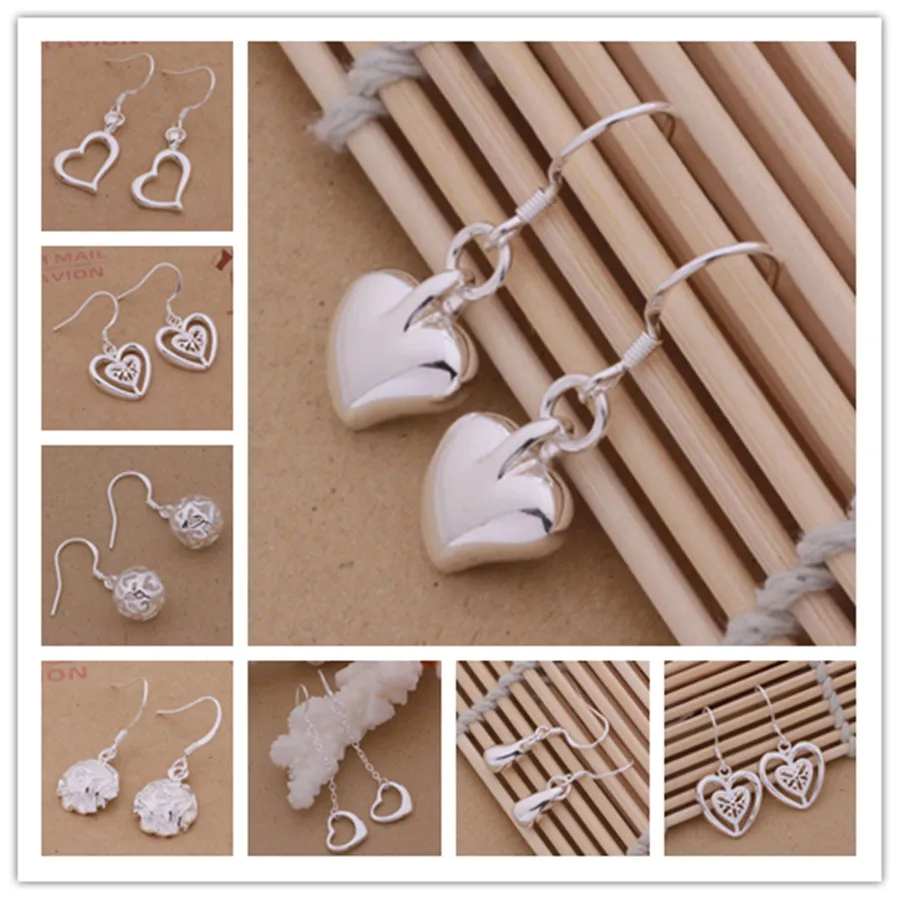 

New 925 Sterling Silver Heart Shaped Dolphin Pendants Earrings For Woman Wedding Engagement Fashion Party Charm Jewelry