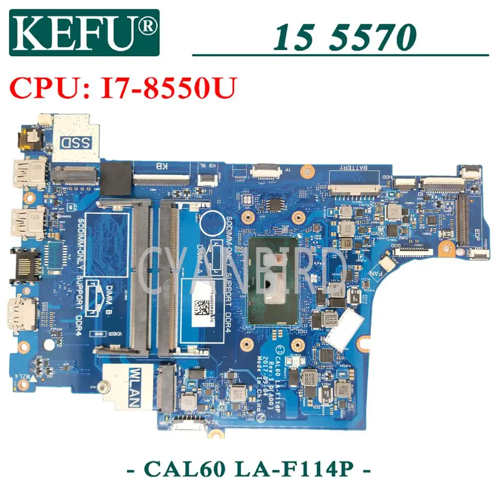 

KEFU LA-F114P original mainboard for Dell Inspiron 15-5570 with I7-8550U Laptop motherboard