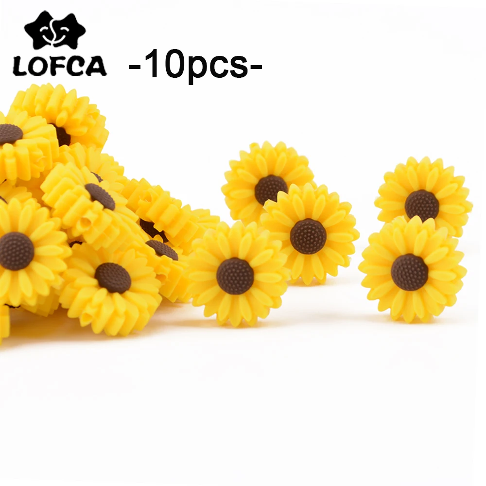 

LOFCA 10pcs Daisy and Sunflower Silicone Beads Food Grade Teether BPA-Free DIY Baby Teething Toy Pacifier Chain Accessories