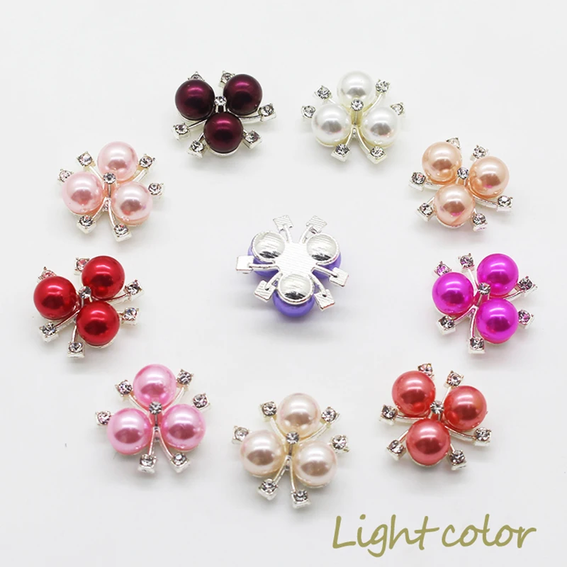 LKERAN 20 мм Три жемчужные стразы серебряное покрытие сплав свадебный цветок