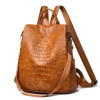 2019 women alligator leather backpacks high quality sac a dos luxury designer female backpack school bags for girls mochilas