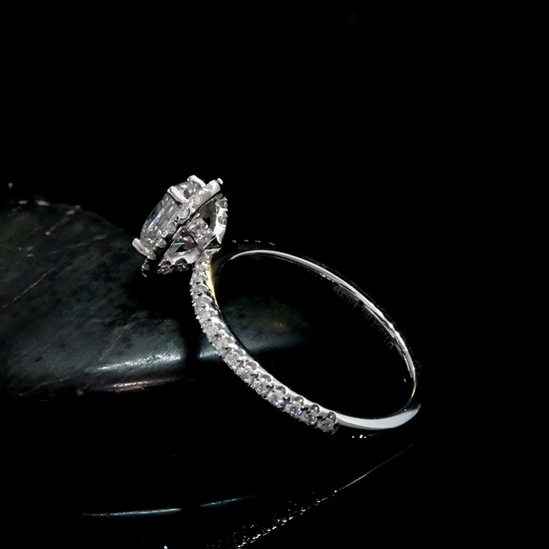 Кольцо из муассанита с бриллиантами AEAW, 18 К, розовое золото, 5x7 мм, 0.1ct, овальная огранка, Муассанит, обручальное кольцо, уникальный Муассанит, обручальные кольца