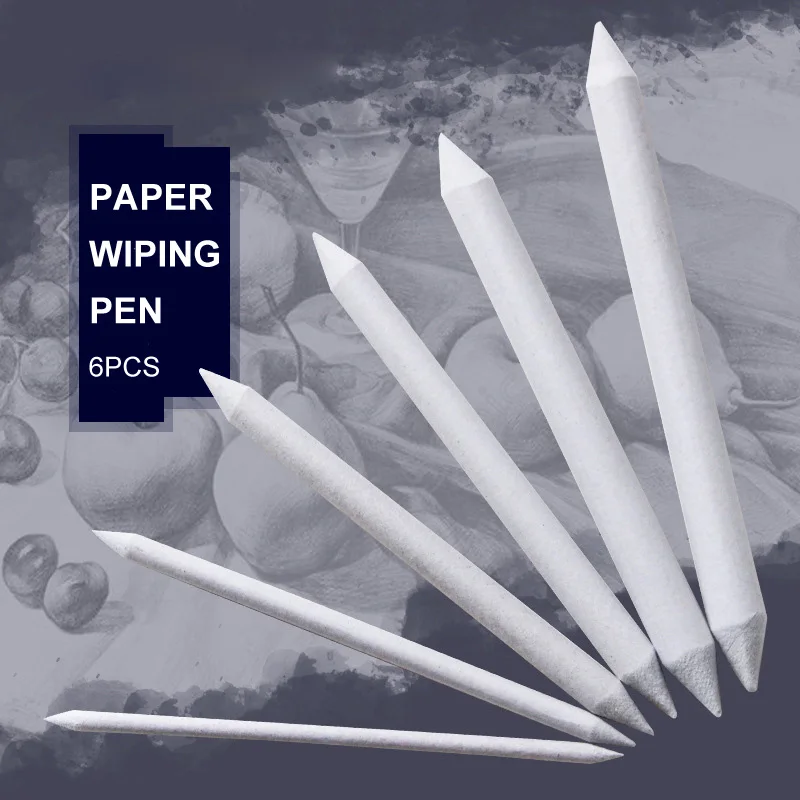

6Pcs Office School Supplies Rice Paper Premium Art White Drawing Pen Tool Painting Supplies Smudge Stump Stick Tortillon Sketch