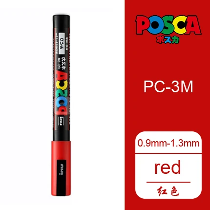 Красный 1 шт. UNI маркер PC-3M(POSCA) поп-плакат реклама водостойкий офис Студенческая живопись аниме ручная роспись - Цвет: Красный