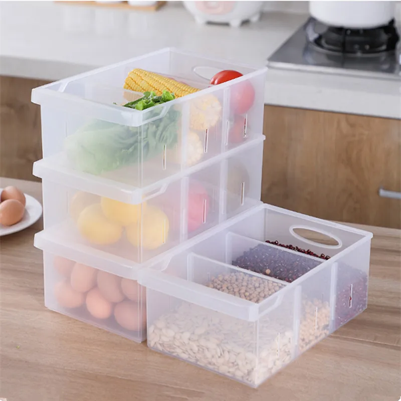 New Household Refrigerator Storage Box Plastic Rectangular Compartment Vegetable Fruit Freezer Kitchen | Дом и сад
