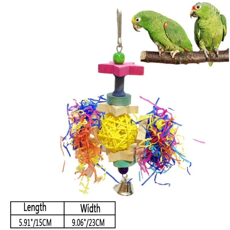 

Home Bird Toys Pet Parrot Chewing Toys Five-pointed Star Natural Rattan Ball Toy Bird Cage Decoration Supplies Random Color