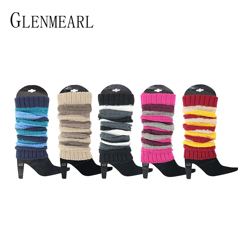 Brand Women Leg Warmers Fall Winter Warm Cover Leggings Kneepad Striped White Black Compression Hosiery Ladies Boot Stocking X25 | Женская