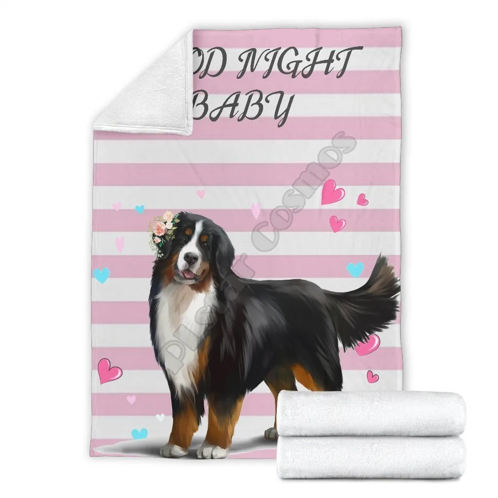 

Cute bernese dog fleece blanket funny goodnight baby 3D Printed Blanket Adults/kids Fleece Blanket Sherpa Blanket