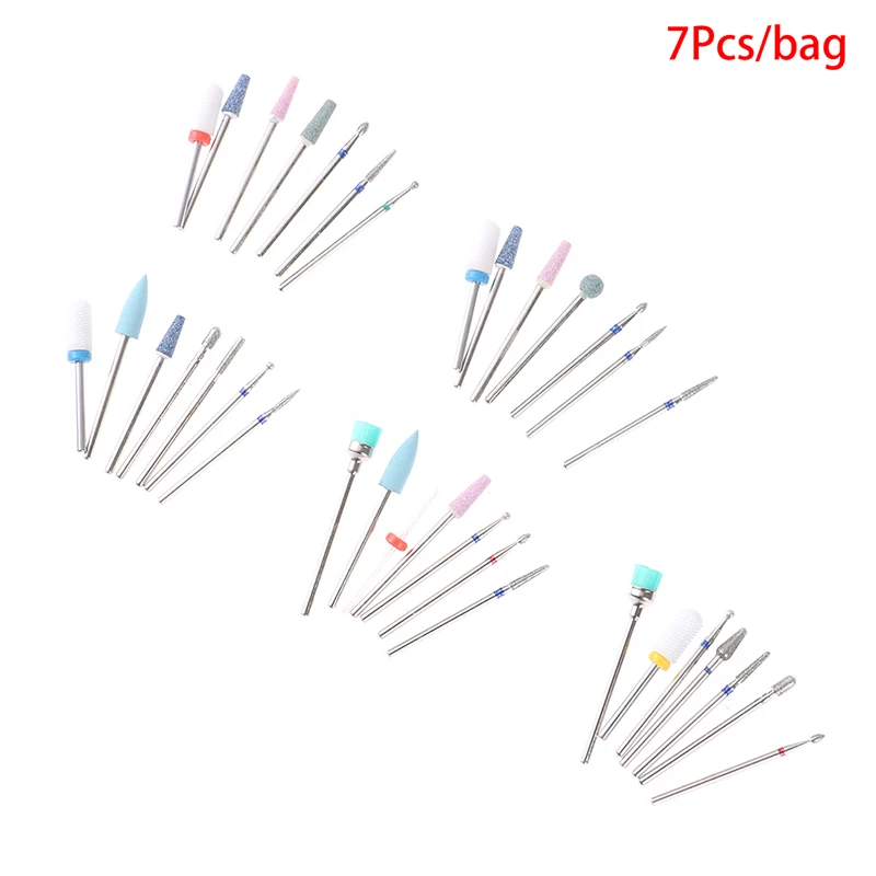

7pcs Cutter For Manicure Ceramic Diamond Nail Drill Bits Mill Cutters For Removing Gel Varnish Nail Art Manicure Machine Tool