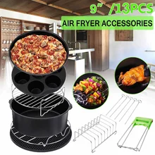 13PCS Air Fryer Accessories 9 Inch Fit for Airfryer 5.2-6.8QT Baking Basket Pizza Plate Grill Pot Kitchen Cooking Tool for Party